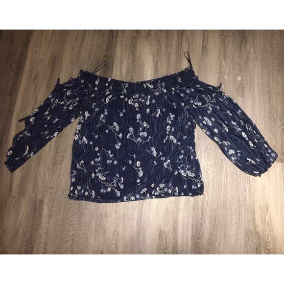 Blue Flowy Lauren Conrad Smocked Off-the-Shoulder - Picture 2 of 6